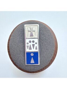 Blue Enamel Cross Design Pendant VTG Sterling Silver 925 Size 1.25" Length